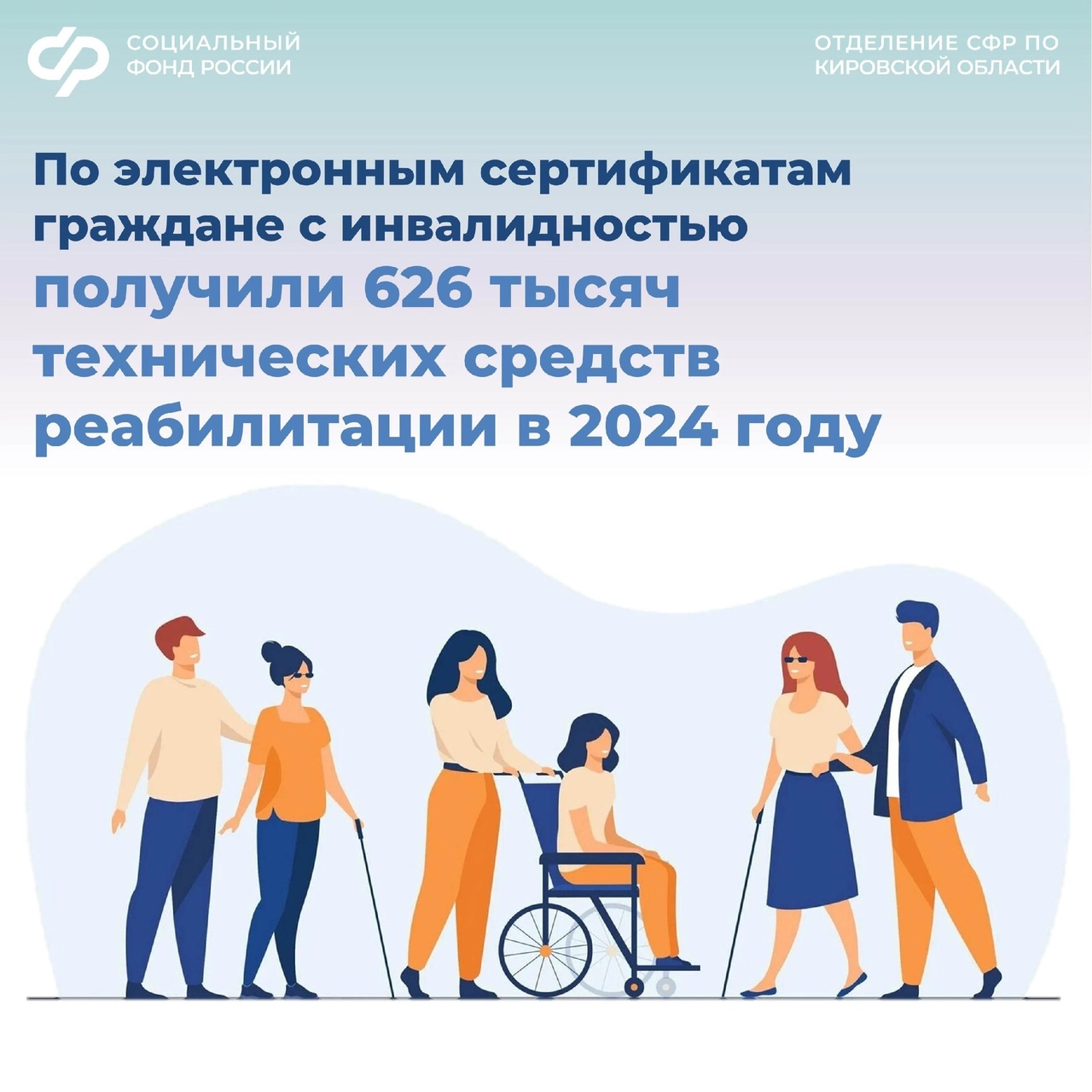 С начала года ОСФР по Кировской области оформило 15,5 тыс. электронных сертификатов людям с инвалидностью..