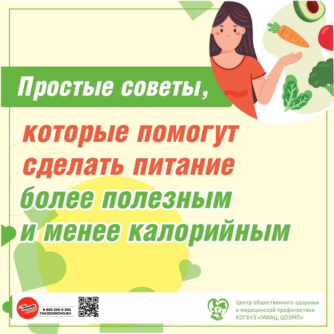 Простые рекомендации, которые помогут вам сделать питание более полезным и снизить количество потребляемых калорий..