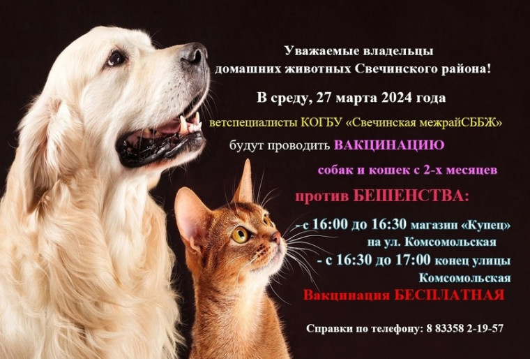 Уважаемые владельцы домашних животных Свечинского района!. Уважаемые владельцы домашних животных Свечинского района!.
